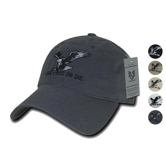 Rapid Dominance Live Free Or Die American Eagle Baseball Dad Caps Hats Washed Cotton Polo-Black-