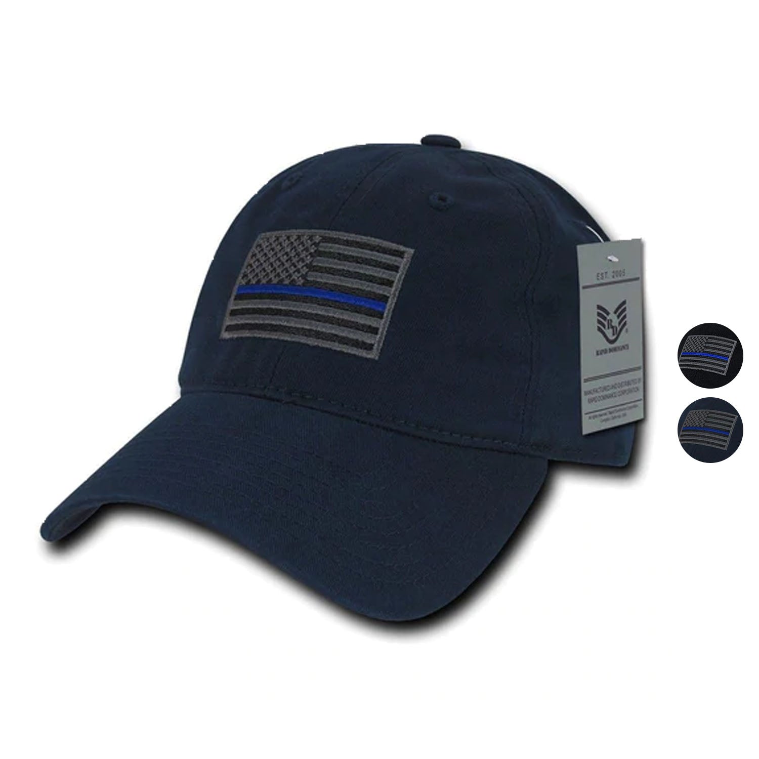 Rapid Dominance Cotton Polo Police Thin Blue Line US Flag Baseball Dad Caps Hats-Black-