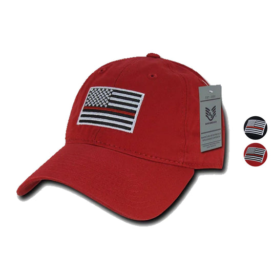 Rapid Dominance Ems Fire Department Thin Red Line US Flag Baseball Dad Caps Hats-Black-