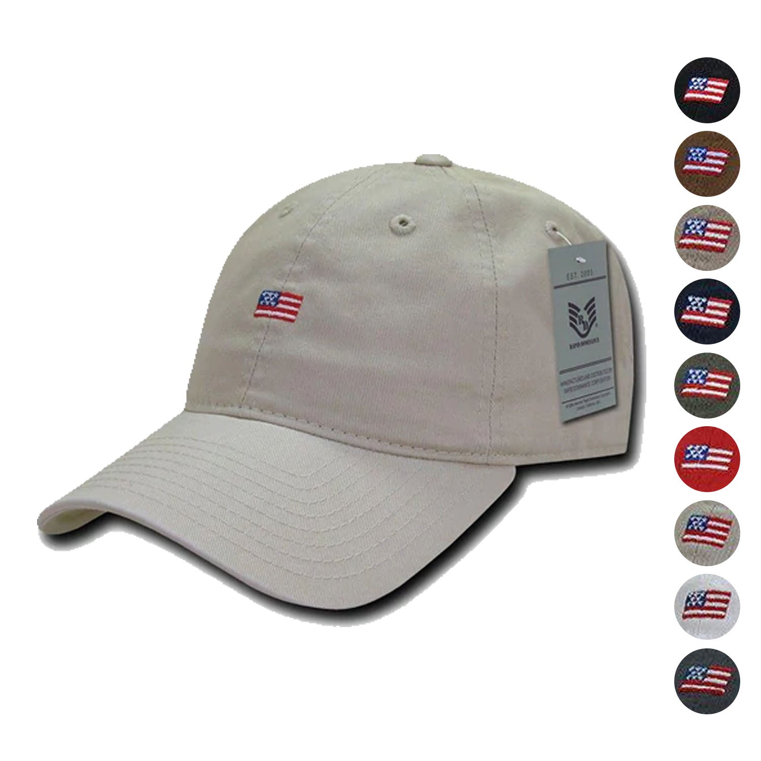 Rapid Dominance Cotton Polo USA American Flag Small Stamp Baseball Dad Caps Hats-Black-
