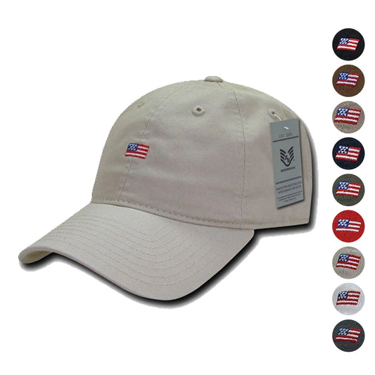 Rapid Dominance Cotton Polo USA American Flag Small Stamp Baseball Dad Caps Hats-Black-