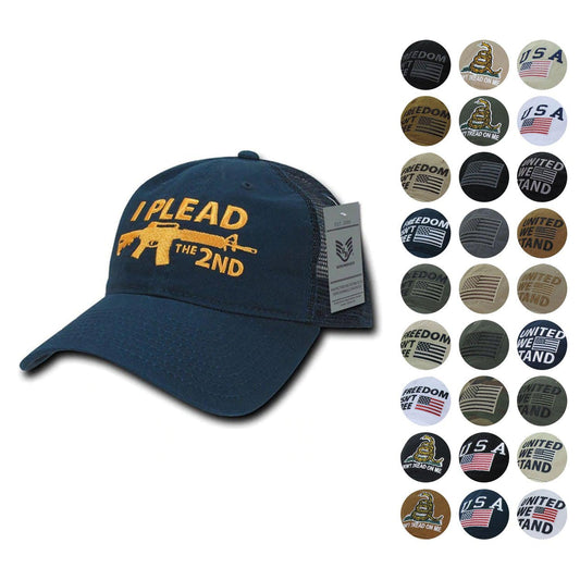 USA Flag Freedom United Patriotic Military Relaxed Fit Trucker Baseball Cap Hats-Freedom - Black-