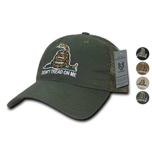 Don'T Tread On Me Gadsden Flag Patriotic USA Trucker Cotton Baseball Caps Hats-GAD-Black-