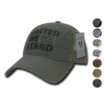 United We Stand USA American Flag Patriotic Baseball Dad Polo Cotton Caps Hats-Black-