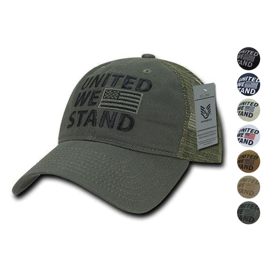 United We Stand USA American Flag Patriotic Baseball Dad Polo Cotton Caps Hats-Black-
