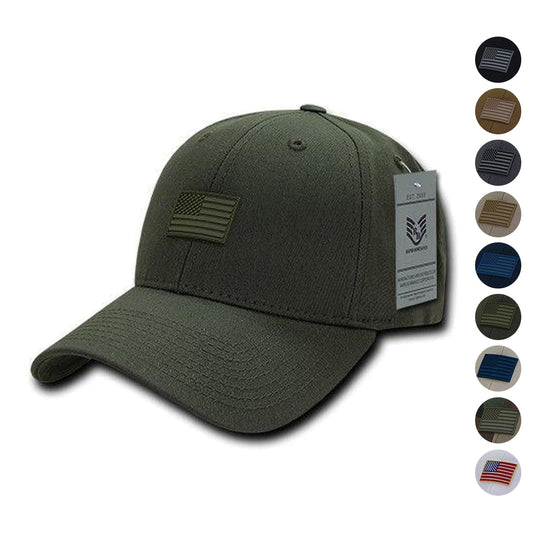 Patriotic USA Flag (Rubber) Structured Baseball Cotton Snapback Ball Caps Hats-Black-