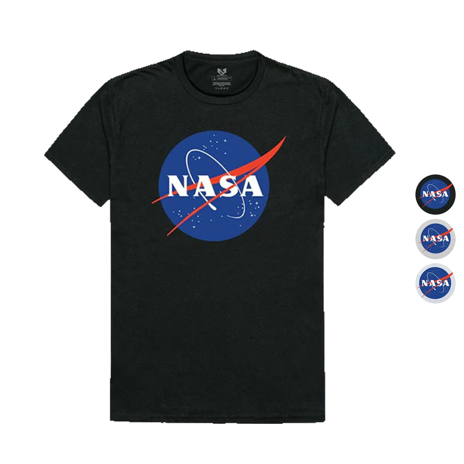 NASA Official Logo Cotton T-Shirts Unisex-Black-S-