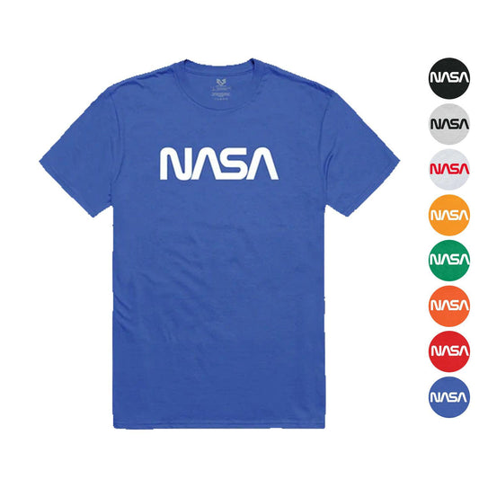 NASA Official Text Logo Cotton T-Shirts Unisex-Black-S-