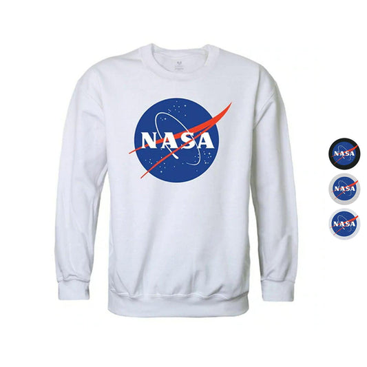 NASA Official Logo Crewneck Sweatshirts Sweaters Unisex-Black-S-