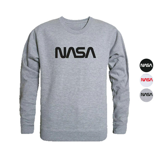 NASA Official Text Logo Crewneck Sweatshirts Sweaters Unisex-Black-S-