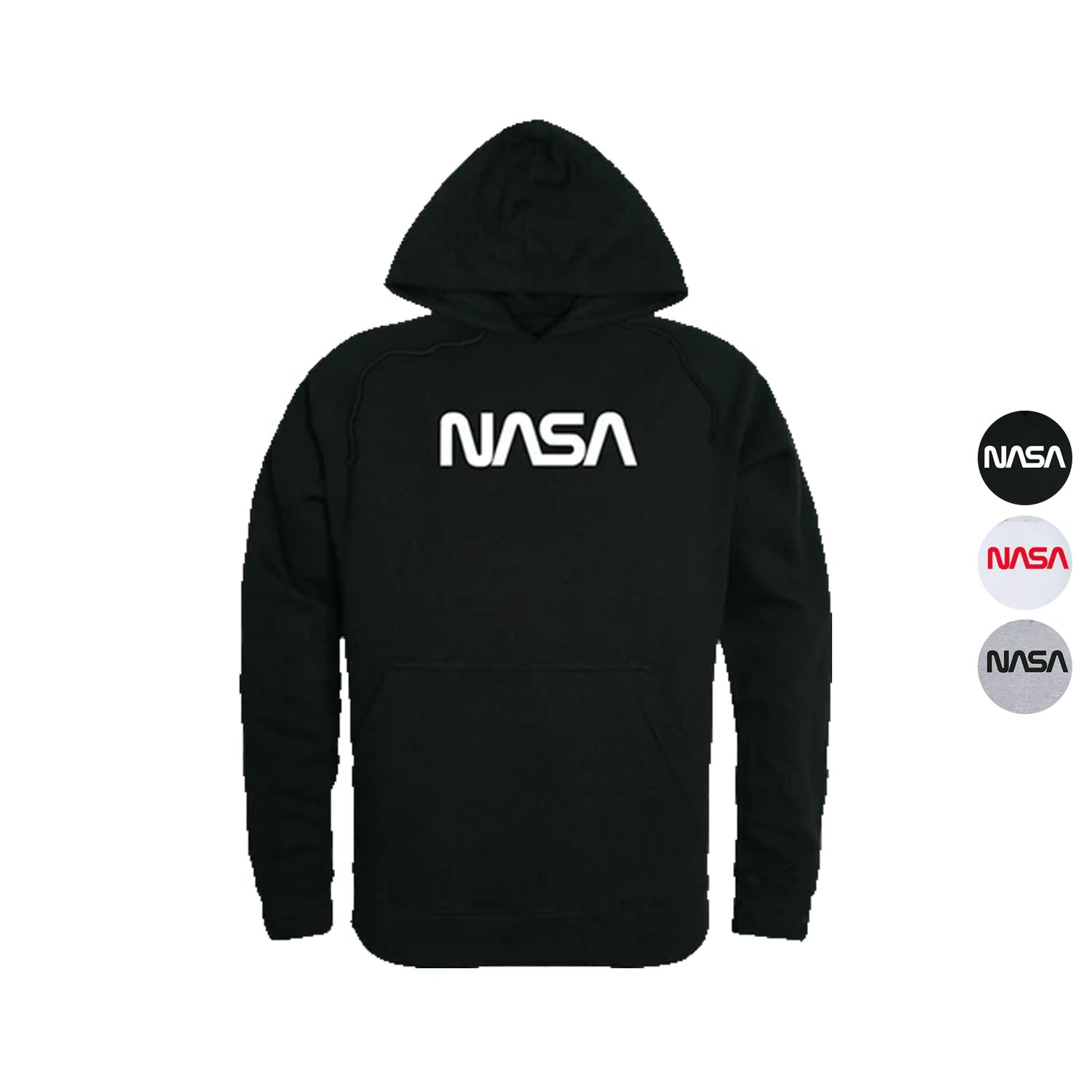 NASA Official Text Logo Hoodie Sweatshirts Unisex-Black-S-