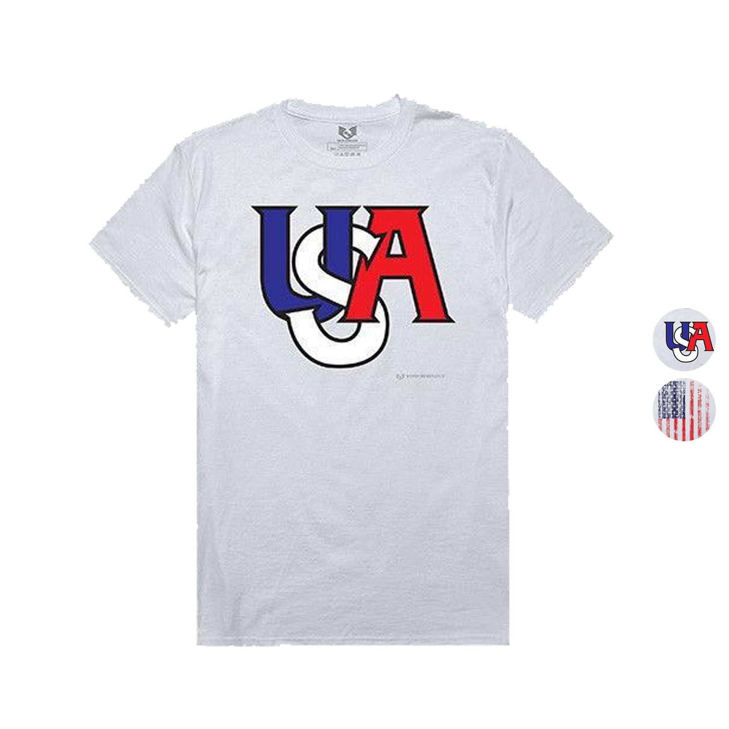 USA Flag Memorial Day Patriotic T-Shirts Tees White 100% Cotton Unisex-USA Letters Interlock-Medium-