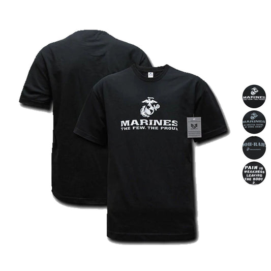 Rapid Dominance Marine Proud Patriotic Military Cotton Graphics T-Shirts Tees-Marine The Few - Black-Regular-Small