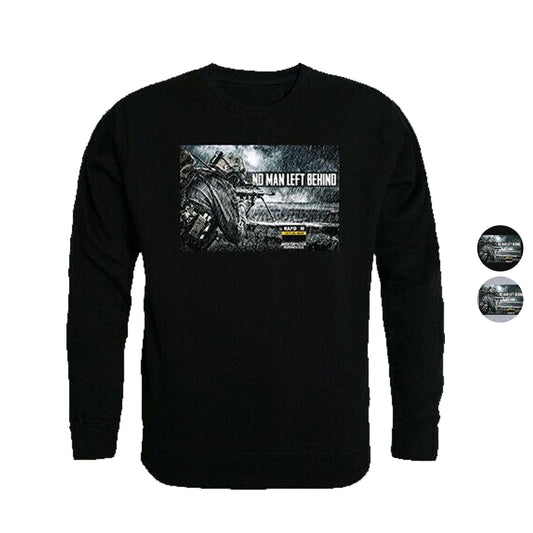 RAPDOM No Man Left Behind Crewneck Fleece Sweatshirts-Small-Black-