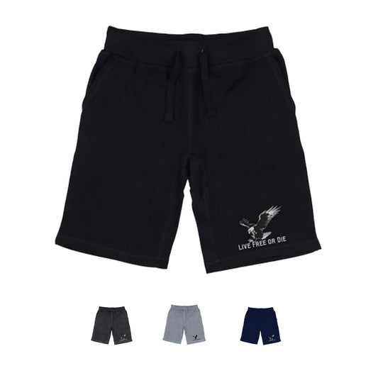 RAPDOM TS6 Fleece Gym Shorts Patriotic Eagle Live Free or Die-Black-Small-