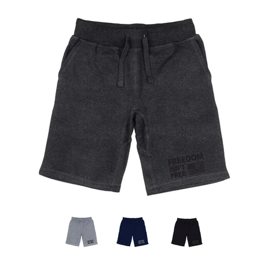 RAPDOM TS6 Fleece Gym Shorts USA Flag Freedom Isn't Free-Black-Small-