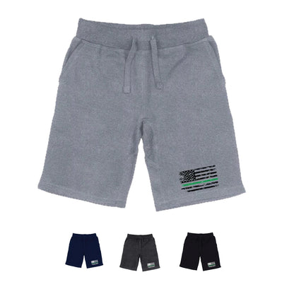 RAPDOM TS6 Fleece Gym Shorts TGL Thin Green Line USA Flag-Black-Small-