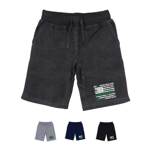 RAPDOM TS6 Fleece Gym Shorts TGL Thin Green Line USA Flag Not All Heroes Capes-Black-Small-