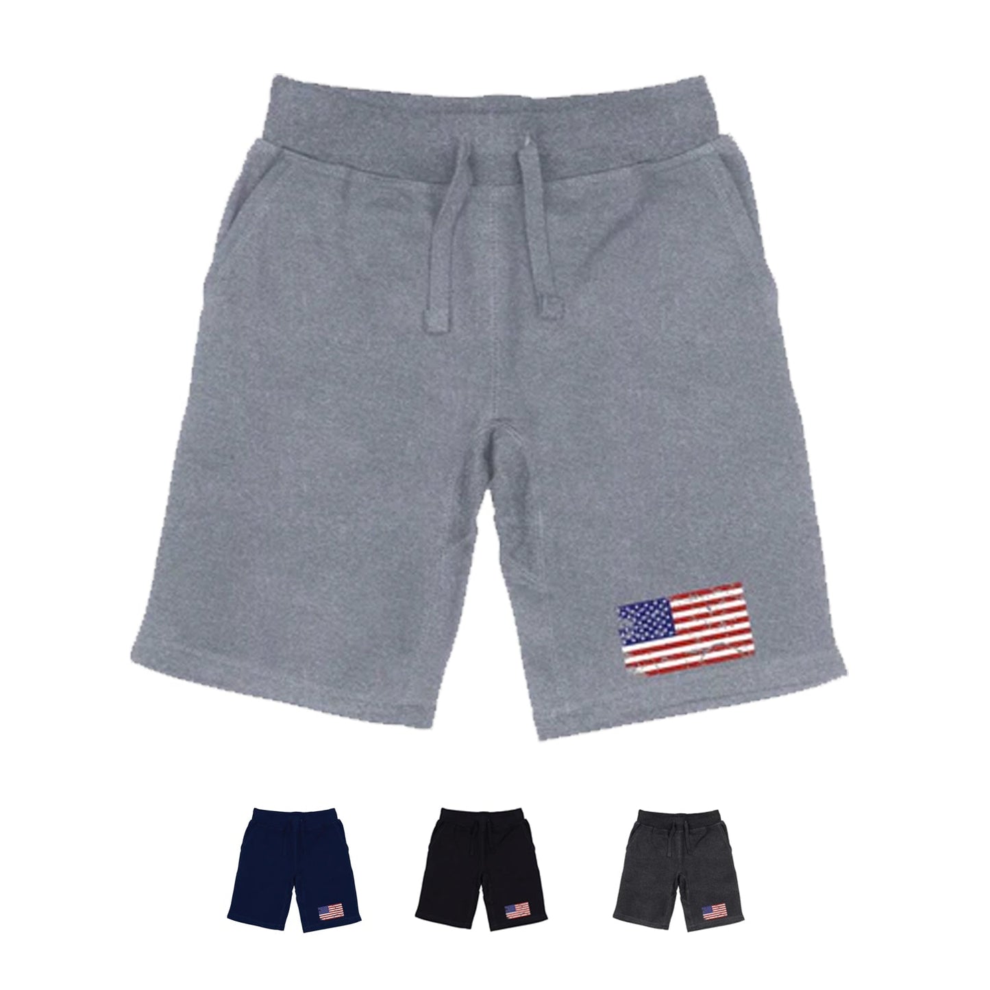 RAPDOM TS6 Fleece Gym Shorts Vintage Patriotic USA Flag-Black-Small-