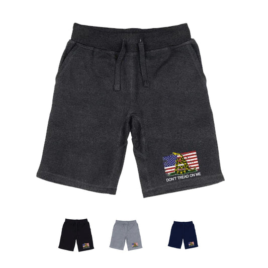 RAPDOM TS6 Fleece Gym Shorts USA Flag Gadsden Snake Don't Tread on Me-Black-Small-