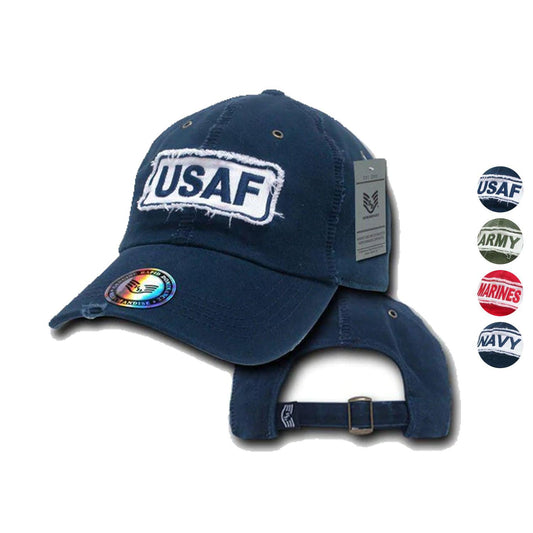 Giant Stitch Military Polo Army Marines Navy US Air Force Baseball Hat Caps-Air Force - Navy-