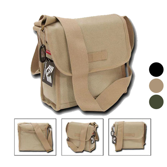 Rapdom Tactical Field Shoulder Messenger Satchel Compact Tote US Army Style Bags-Black-
