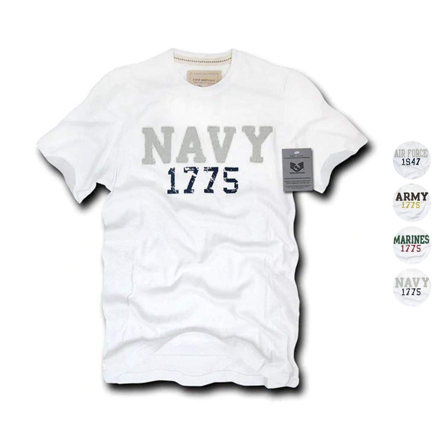 Rapid Dominance Army Air Force Navy Marines Applique Military Year T-Shirts Tees-Air Force - White-Regular-Large