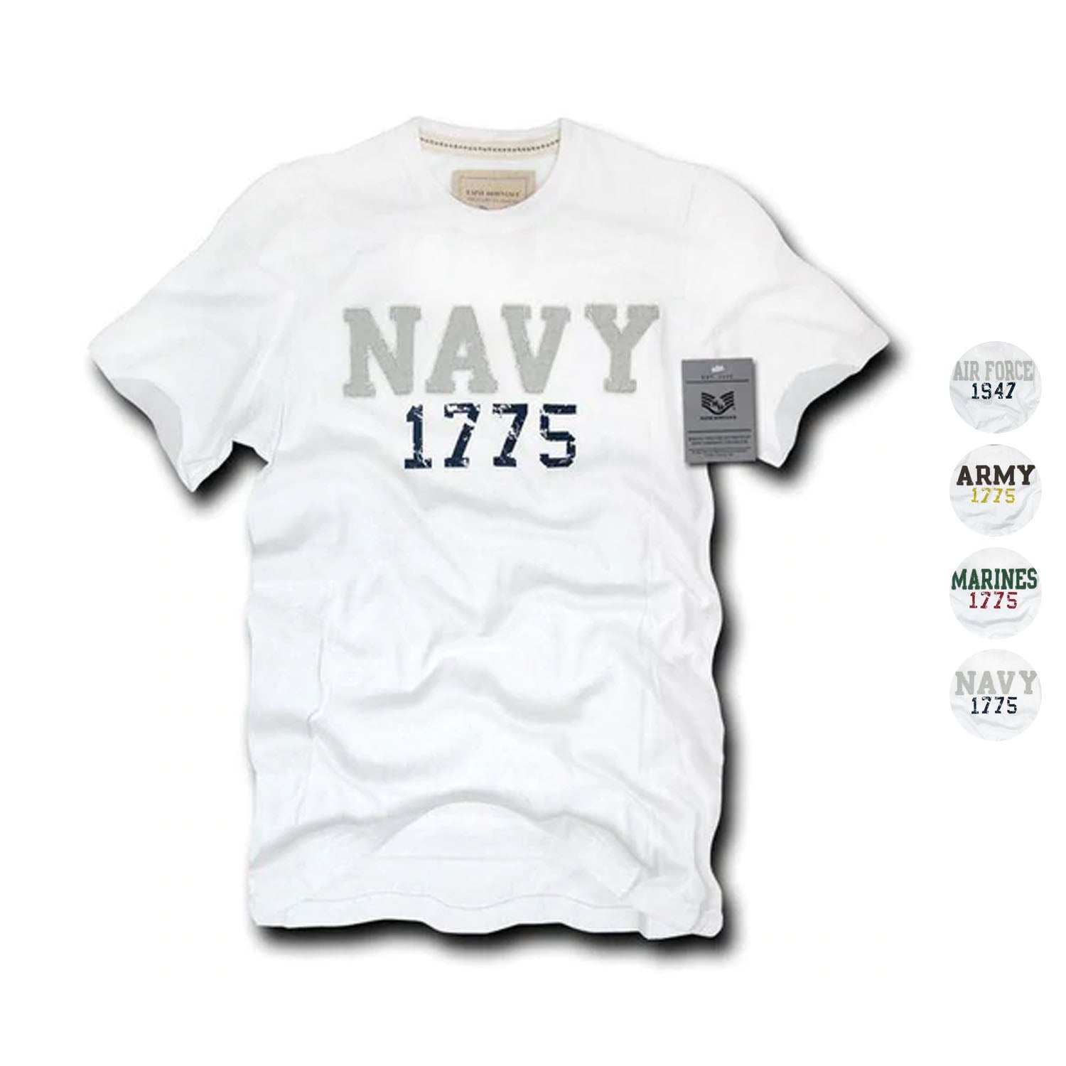 Rapid Dominance Army Air Force Navy Marines Applique Military Year T-Shirts Tees-Air Force - White-Regular-Large