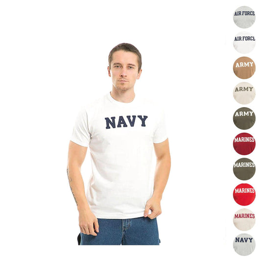 Rapid Felt Applique Military Air Force Navy Marine Navy Army T-Shirts Tees-Air Force - Heather Grey-Regular-Medium