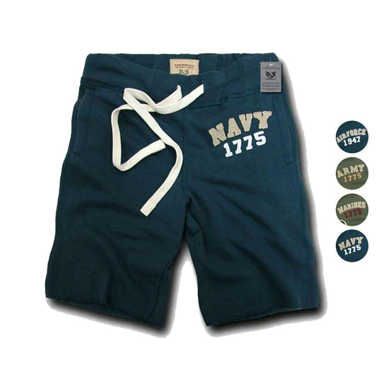 Rapid Dominance Brand US Army Air Force Navy Marines Military Logo Fleece Training Shorts-Small-Air Force - Navy-