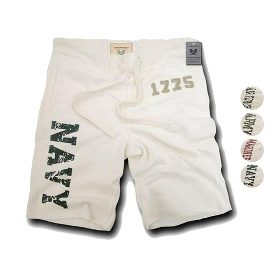 Rapid Dominance US Army Air Force Navy Marines Military Year Fleece Training Shorts-Air Force - Cream-Medium-