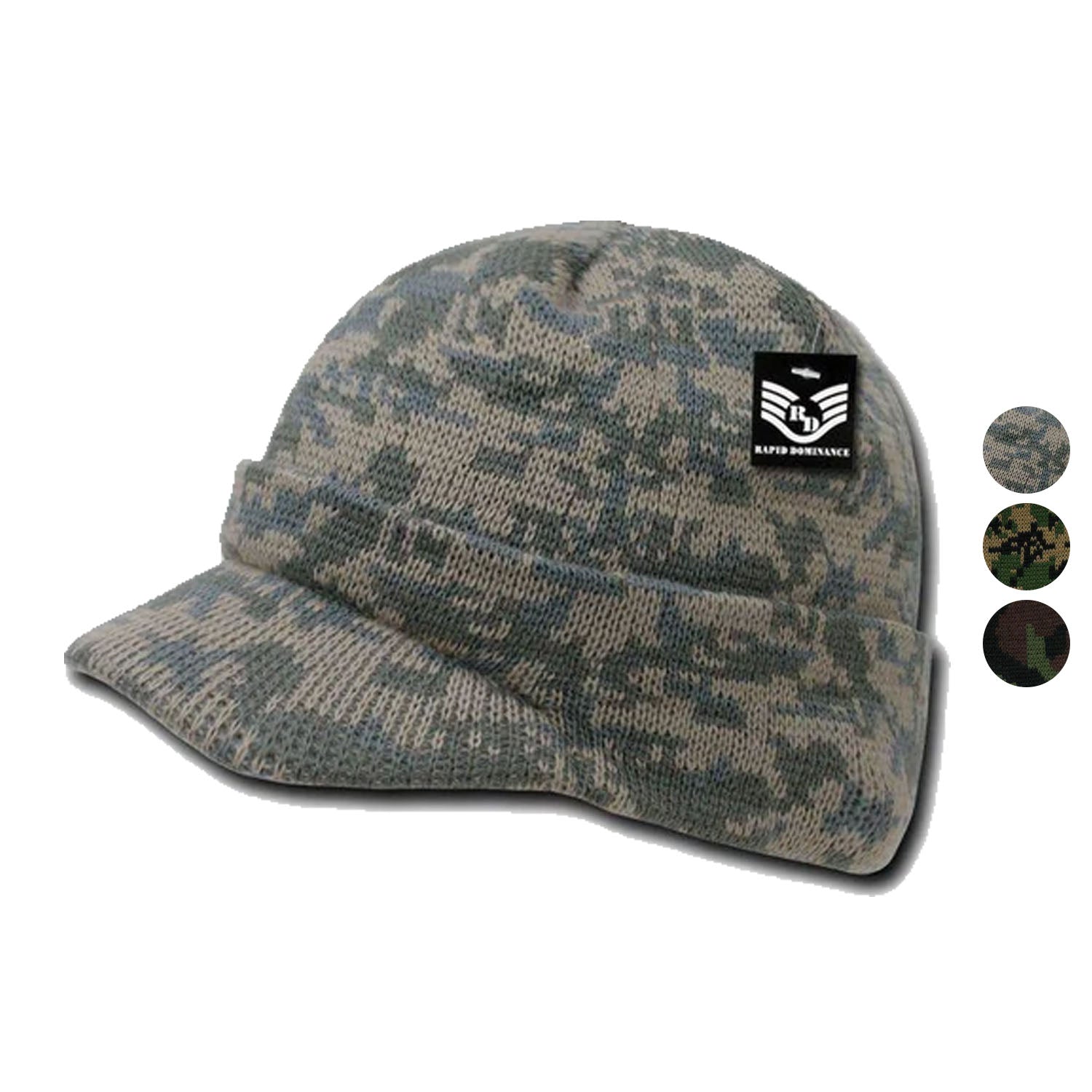 Rapid Dominance Military Camouflage Camo Gi Beanies With Visor Knit Watch Caps Hats-Universal Digital-