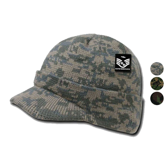 Rapid Dominance Military Camouflage Camo Gi Beanies With Visor Knit Watch Caps Hats-Universal Digital-