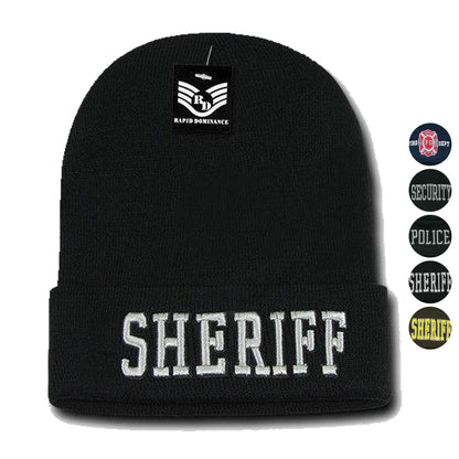 Rapid Dominance Police Fire Dept Security Sheriff Border Patrol Long Cuffed Warm Winter Beanies-Fire Department - Navy-