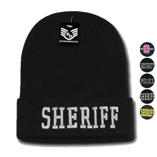 Rapid Dominance Police Fire Dept Security Sheriff Border Patrol Long Cuffed Warm Winter Beanies-Fire Department - Navy-