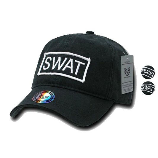 Rapid Dominance USA Police Swat Law Enforcement 2 Ply Cotton Raid Caps Hats-Police - Black-