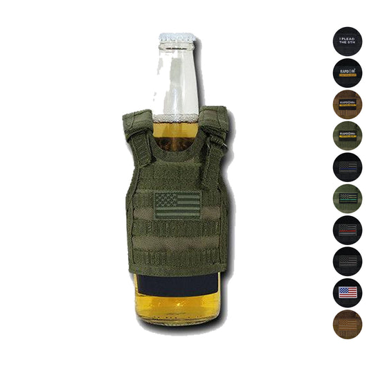 Beer Soda Water Can Bottle Cooler Carrier Insulator Tactical Vest Molle 16Oz-I Plead the 5th - Black-