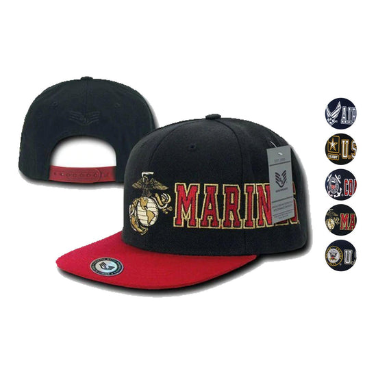 1 Dozen Military Army Air Force Navy Marines Coast Guard Flat Bill D Day Series Hats Caps-
