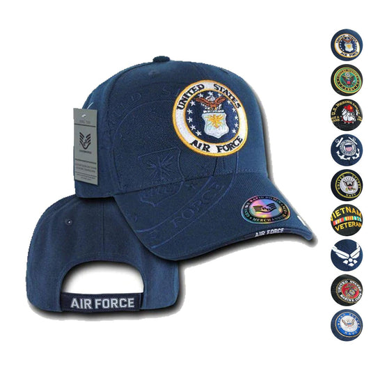 1 Dozen Shadow Embroidery US Military Vet Army Air Force Navy Marines Hats Caps-