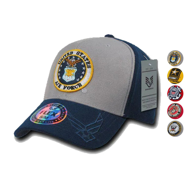 1 Dozen Air Army Fit Hats Guard Coast Force Navy Flex Baseball Marines