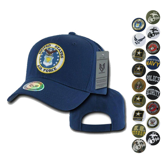 1 Dozen Army Air Force Navy Marines Police Cotton Baseball Hats Caps Wholesale Lots-