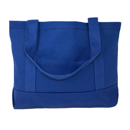 Cotton Canvas Reusable Grocery Shopping Tote Bags With Gusset For Travel Sports Plain 19inch-ROYAL-