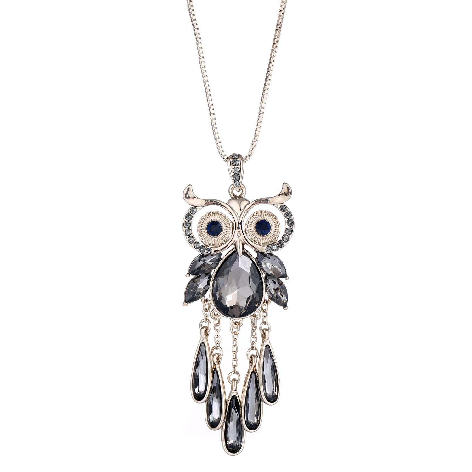 Empire Cove Owl Pendant Necklace Silver Toned Rhinestone Fashion Jewelry-