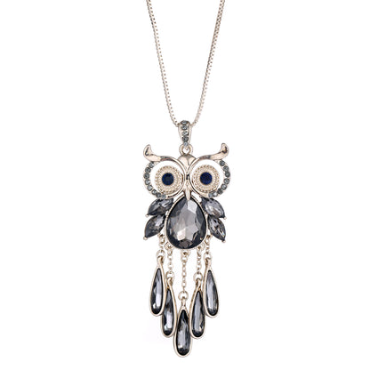 Empire Cove Owl Pendant Necklace Silver Toned Rhinestone Fashion Jewelry-