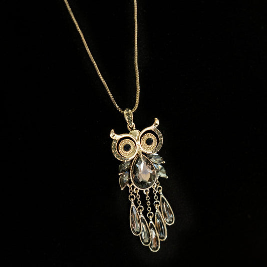 Empire Cove Owl Pendant Necklace Silver Toned Rhinestone Fashion Jewelry-