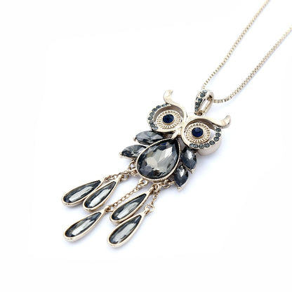 Empire Cove Owl Pendant Necklace Silver Toned Rhinestone Fashion Jewelry-