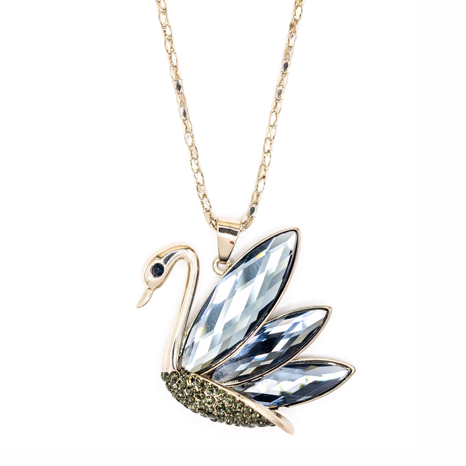 Empire Cove Swan Pendant Necklace Silver Toned Rhinestone Fashion Jewelry-