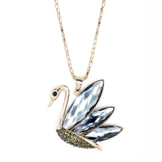 Empire Cove Swan Pendant Necklace Silver Toned Rhinestone Fashion Jewelry-