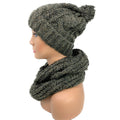 Empire Cove 2 Piece Knit Cuff Beanie Scarf Gift Set Pom Pom Winter-Gray-
