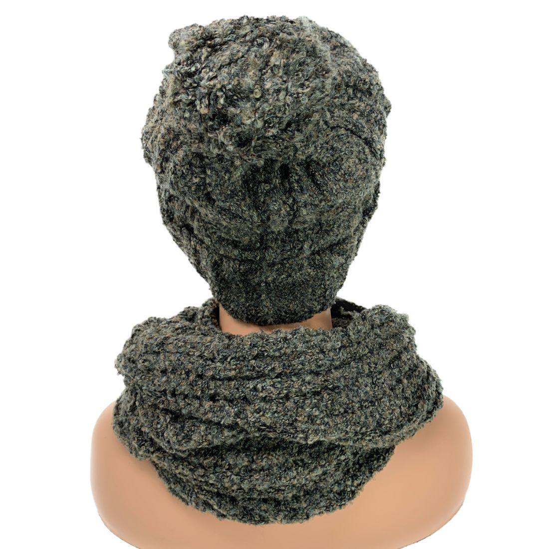 Empire Cove 2 Piece Knit Cuff Beanie Scarf Gift Set Pom Pom Winter-Gray-